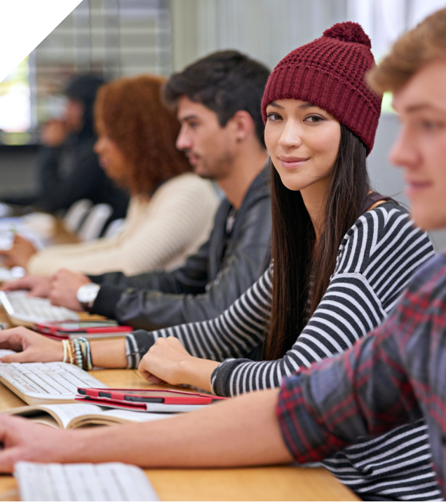 High school students working in a classroom